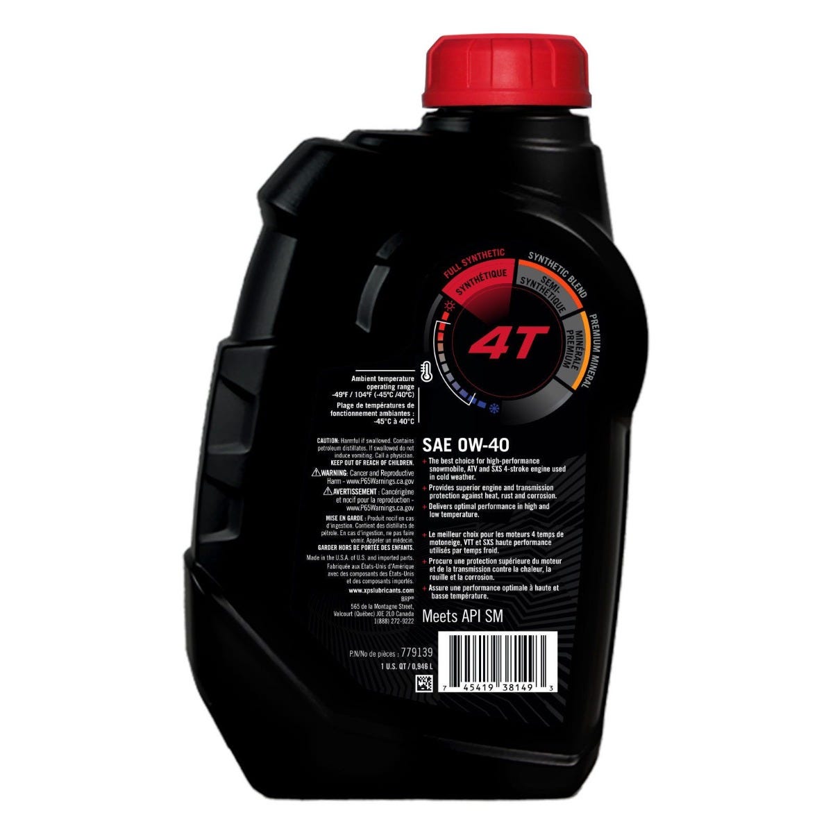 OIL 4T 0W40 SYNTHETIC QT/0,946L