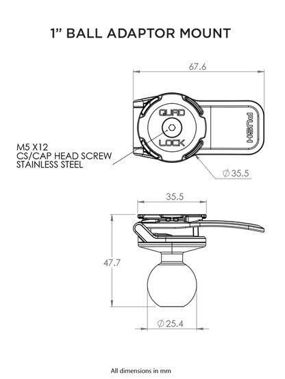 QUAD LOCK 1" BALL ADAPTOR