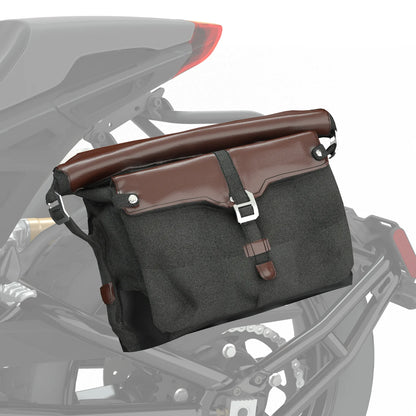 ALL-WEATHER VYNIL MESSENGER BAG W. SHOULDER STRAP, BLACK/BROWN