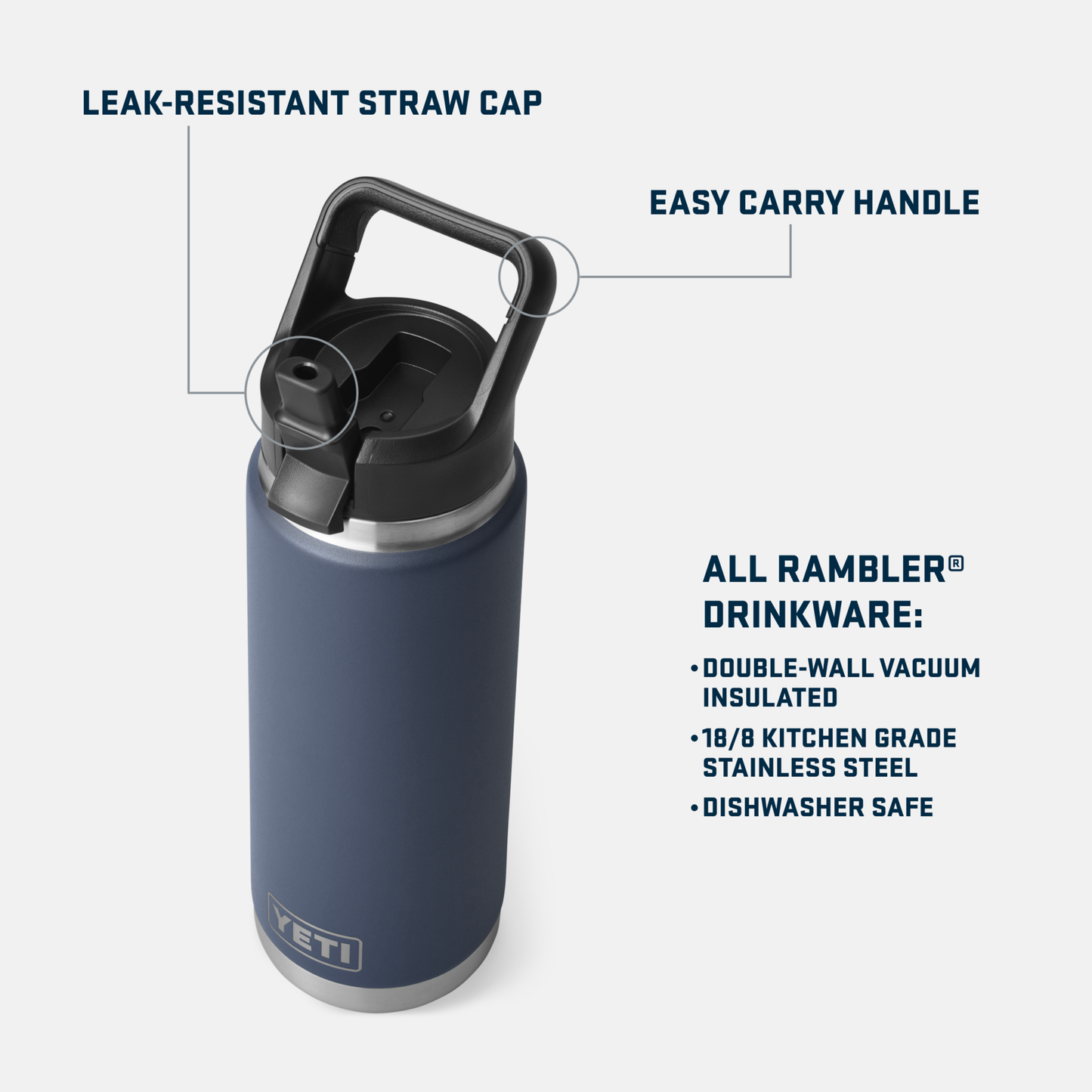 RAMBLER 26 OZ WATER BOTTLE W/ STRAW CAP