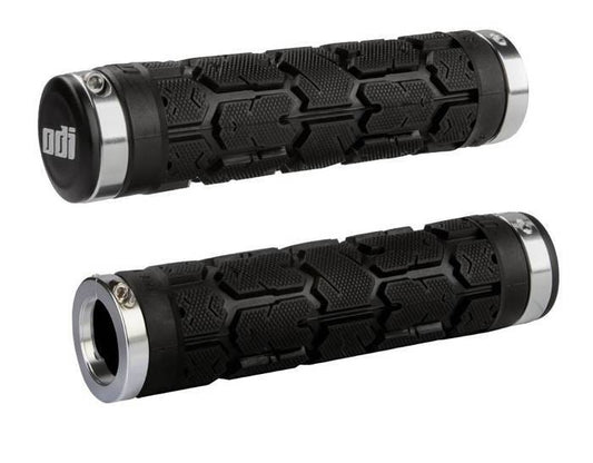 ODI ROGUE LOCK-ON GRIPS, 130MM, NO FLANGE, BLACK W/SILVER CLAMPS